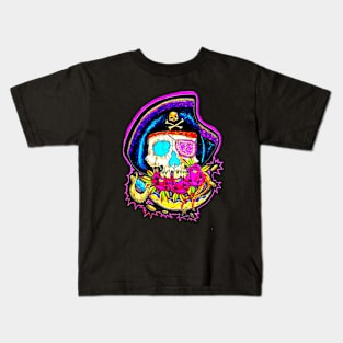 Crazy Pirate Handmade Custom Tattoo Design Kids T-Shirt